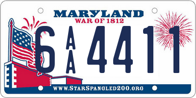 MD license plate 6AA4411