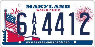 MD license plate 6AA4412