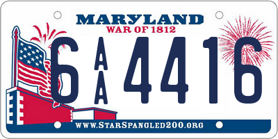 MD license plate 6AA4416