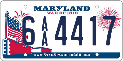 MD license plate 6AA4417