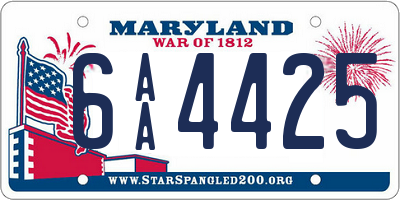 MD license plate 6AA4425