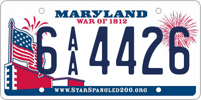 MD license plate 6AA4426