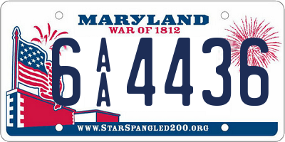 MD license plate 6AA4436