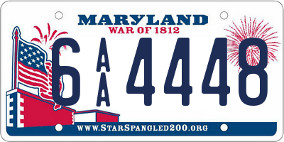 MD license plate 6AA4448