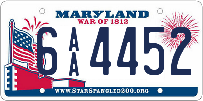 MD license plate 6AA4452