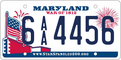 MD license plate 6AA4456