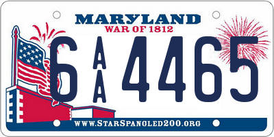 MD license plate 6AA4465