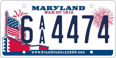 MD license plate 6AA4474