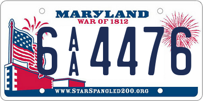 MD license plate 6AA4476