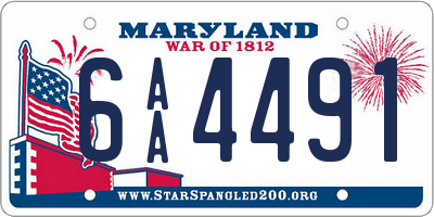 MD license plate 6AA4491