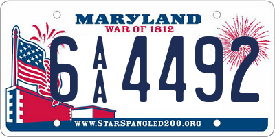 MD license plate 6AA4492