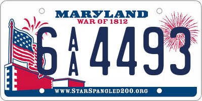 MD license plate 6AA4493