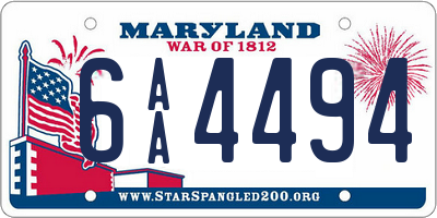 MD license plate 6AA4494