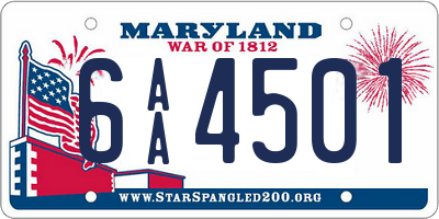 MD license plate 6AA4501