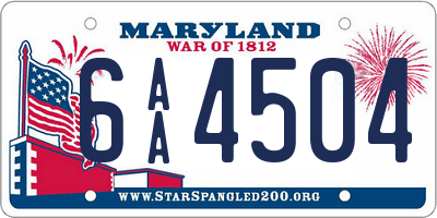 MD license plate 6AA4504