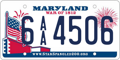 MD license plate 6AA4506