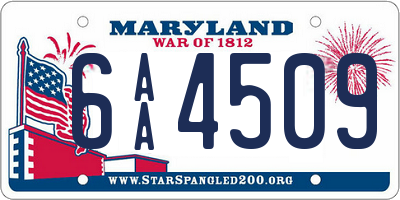 MD license plate 6AA4509