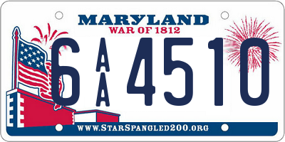 MD license plate 6AA4510
