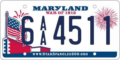 MD license plate 6AA4511