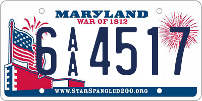 MD license plate 6AA4517