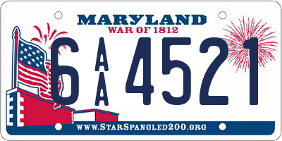 MD license plate 6AA4521