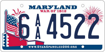 MD license plate 6AA4522