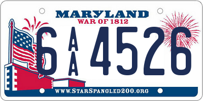MD license plate 6AA4526