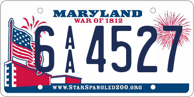 MD license plate 6AA4527