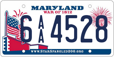 MD license plate 6AA4528