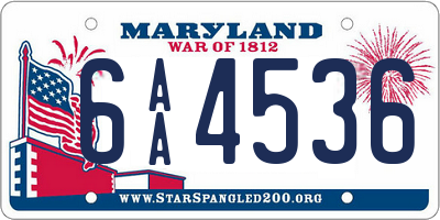 MD license plate 6AA4536
