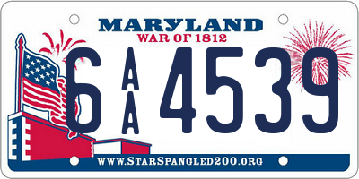 MD license plate 6AA4539