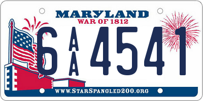 MD license plate 6AA4541