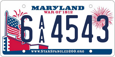 MD license plate 6AA4543