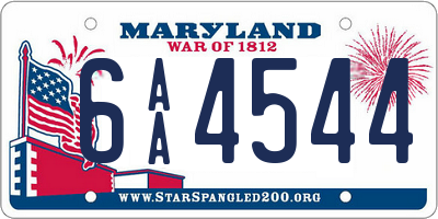 MD license plate 6AA4544