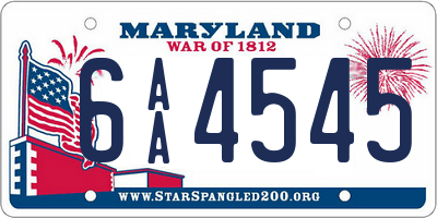 MD license plate 6AA4545