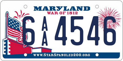 MD license plate 6AA4546