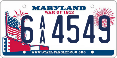 MD license plate 6AA4549