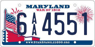 MD license plate 6AA4551