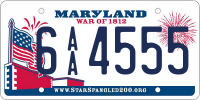 MD license plate 6AA4555