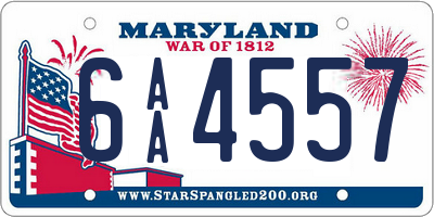 MD license plate 6AA4557
