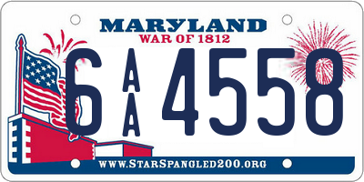 MD license plate 6AA4558