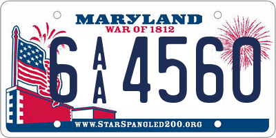 MD license plate 6AA4560