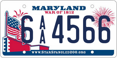MD license plate 6AA4566