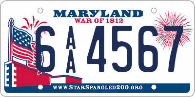 MD license plate 6AA4567