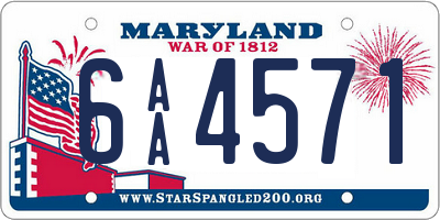 MD license plate 6AA4571