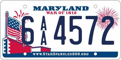 MD license plate 6AA4572