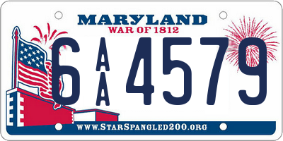 MD license plate 6AA4579