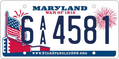 MD license plate 6AA4581