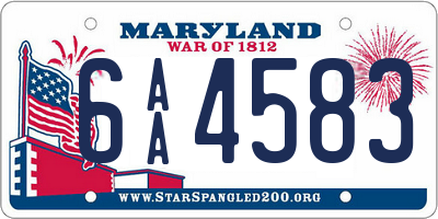 MD license plate 6AA4583