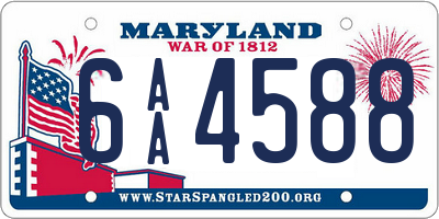 MD license plate 6AA4588